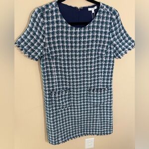 Tyler Boe Tweed Blue and White Pencil Dress size 4 NWT